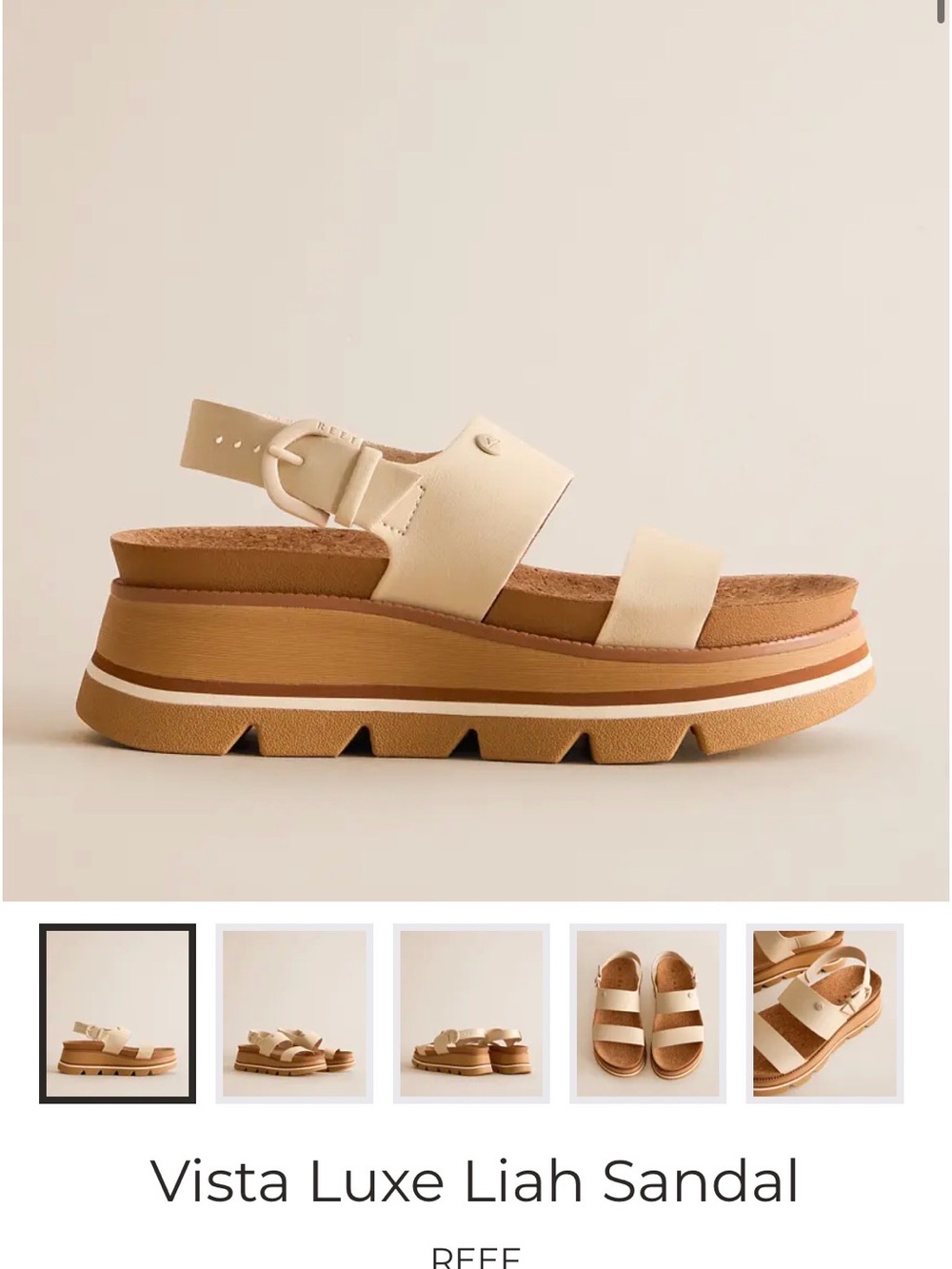 Reef Vista Luxe Liah Sandal — Cream and Tan Platform Sandal